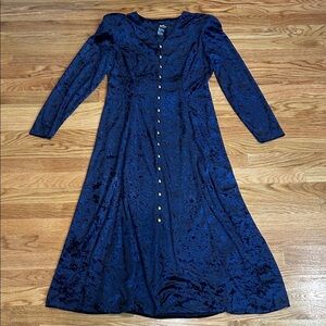 Vintage 90s Brett Alexander practical magic Blue Velvet maxi Dress women’s 8